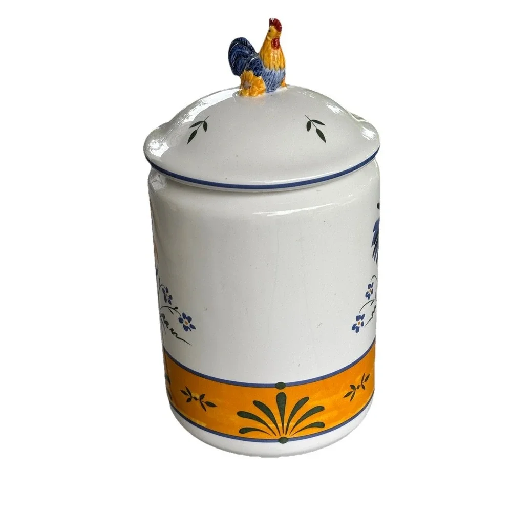 Avon The Provençal Chicken Rooster Canister w/lids 10 Inch Vintage Cottagecore